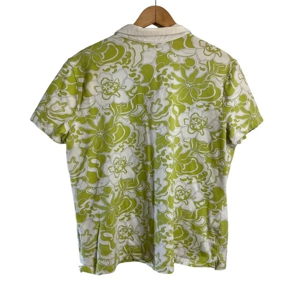 Classic Elements Floral Polo Size XL Green and White Short Sleeves Cotton Golf - Picture 2 of 5